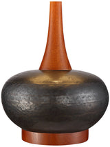 360 Lighting Andi Mid Century Modern Table Lamp 24.5" High Hammered Bronze Ceramic Wood Off White Tall Drum Shade for Living Room Bedroom House Bedside Nightstand Home Office (Color May Vary) 360 Lighting