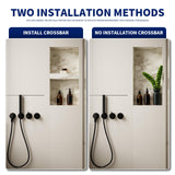 BWE Black Shower Niche Insert Tile Ready 16" X 32" Rectangle for Shower Wall Prefabricated Waterproof Double Shelves Recessed Niche for Shower Bathroom Storage BWE