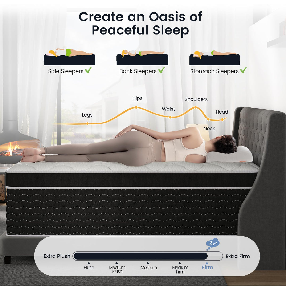 Ruoysun King Size Mattress, 14 inch Hybrid Mattress King, Firm King Mattress with Gel Memory Foam & Independent Pocket Spring, Cooling & Breathable Mattress in a Box, Pressure Relief, Upgraded Support Ruoysun