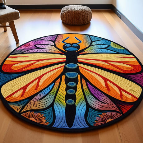 Latch Hook Round Rug Kits Colorful Dragonfly for Beginner Needle Crochet Yarn Kits Embroidery Carpet Hook and Latch Kit Tapestry Christmas Home Decoration 45x45cm(6) Generic