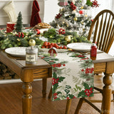 Artoid Mode Holly Pine Cone Christmas Table Runner, Seasonal Winter Kitchen Dining Table Decoration for Home Party Decor 13x72 Inch Artoid Mode