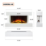 FIREBLAZE Aurora 48” 3-Sided Electric Fireplace with Wall Mount Floating White Mantel Surround 48 inch Wide, Wall Hanging or Freestanding, Heater, Remote Control, Timer and Overheating Protection FIREBLAZE Where Warmth Begins