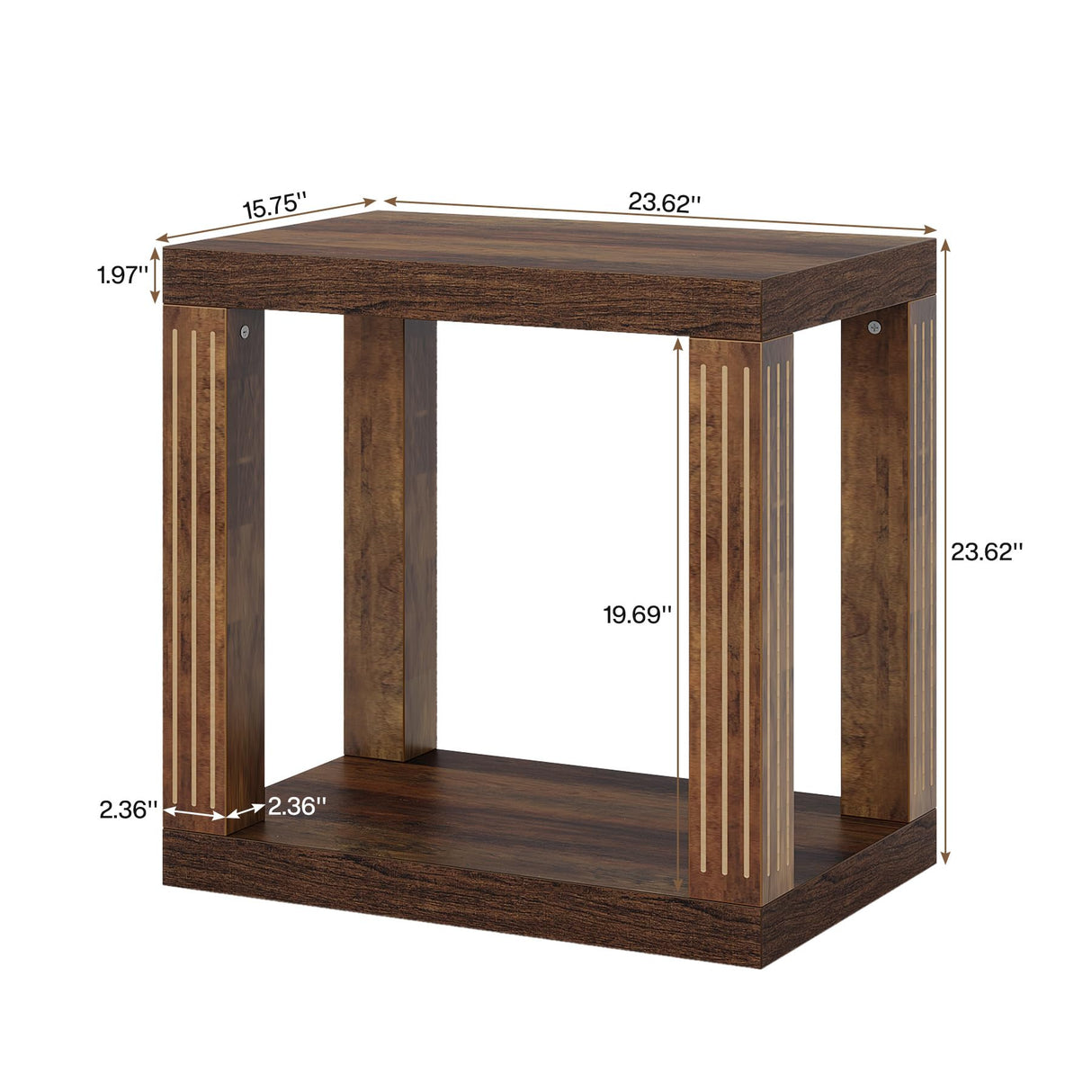 Tribesigns End Table for Living Room, 2-Tier Rectangle Side Table with Storage Shelf, All-Wood Sofa Side Table, Farmhouse Bedside Table for Bedroom, Rustic Brown Tribesigns