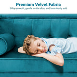 Dreamsir 78'' W Velvet Sofa, Mid-Century Love Seats Sofa Furniture with Bolster Pillows, Button Tufted Couch for Living Room, Tool-Free Assembly (Sofa, Peacock Blue) Dreamsir