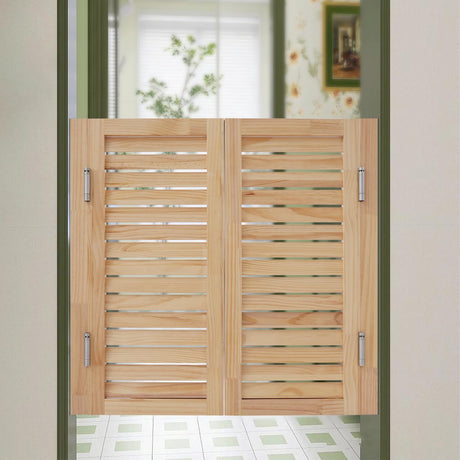 Undercat Swinging Door Cafe Door, Solid Wood Partition Door, Two-Way Saloon Doors, Half-Waist Dividing Doors for Hallway Porch Kitchen Bar Pub Entrance Partition, 35.43 * 35.43 in, Wood Color Undercat