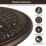 VINGLI 5 Pieces Outdoor Patio Dining Set, Cast Aluminium Patio Furniture Set with 4 Chairs and 1 Umbrella Table for Yard, Garden, Porch and Poolside, Bronze (Round Table and Chairs) VINGLI