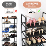 LANTEFUL 10 Tiers Tall Shoe Rack 20-25 Pairs Boots Organizer Storage Sturdy Narrow Shoe Shelf for Entryway, Closets with Hooks, Black LANTEFUL