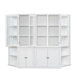 THINK 30 75.25'' Tall Display Cabinets,Cabinet with Two Triangle Sided Bookshelves, 92.9'' Wide Retro Style Wall Suit,for Hallways, Living Room, Office, Studio or Workspace, White THINK 30