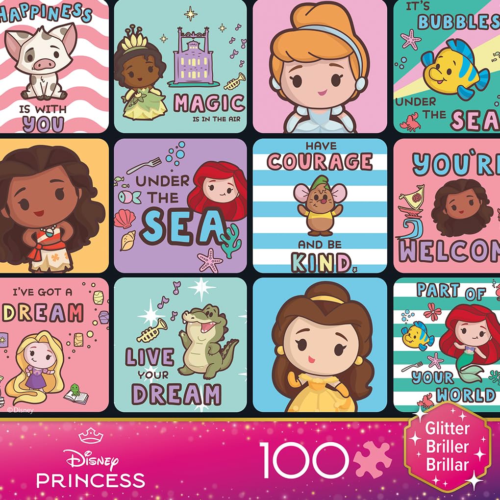 Ceaco - Disney - Princess Collage - Glitter Puzzle - 100 Piece Jigsaw Puzzle Ceaco