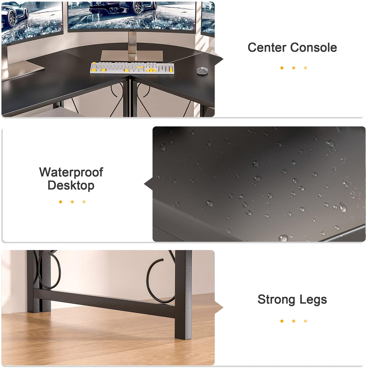 VECELO 59"x59" L Shaped Desk for Computer Gaming Multi-Usage Long 2 Person Table for Home Office Sturdy Writing Workstation, Easy Assembly/Saving Space, Black VECELO