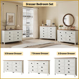 SINROM White Dresser for Bedroom, Farmhouse 8 Drawer Dresser, Wide Chest of Drawers with Metal Handles, Modern Wood Double Chest for Bedroom, Living Room, Hallway SINROM