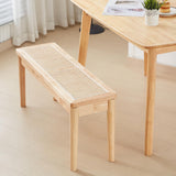 Jimenuco 40" Wooden Dining Bench with Hand Woven Rattan Seat,Solid Wood Bench for Entryway,Living Room,Kitchen and Bedroom（Nature Wood，18" H Jimenuco