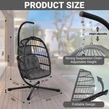 CHABATREE Egg Chair with Stand,Patio Rattan Wicker Hanging Swing Egg Chair Hammock Chair for Bedroom Porch Garden,Thickened Aluminum Alloy Steel Frame and UV Resistant Cushion,350LBS Capacity CHABATREE