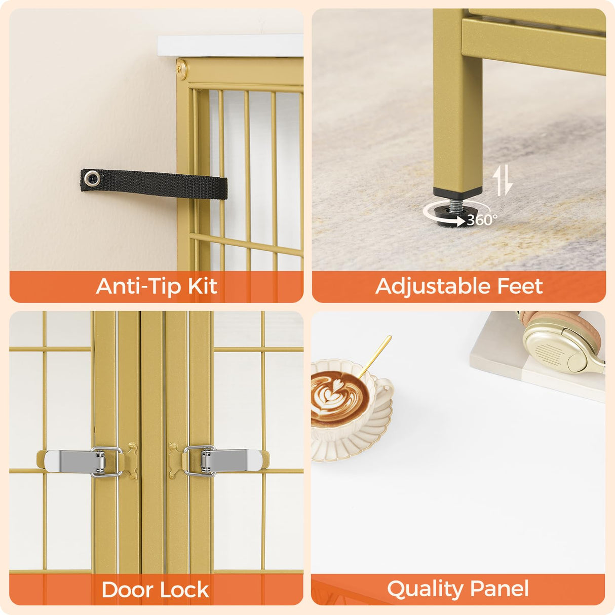MAHANCRIS Dog Crate Furniture for 2 Dogs, 43.3" Dog Kennel with Removable Divider, Heavy Duty Wooden Dog Kennel for Small Medium Dog, Indoor Dog Cage End Table with Double Doors, White DCJW1201 MAHANCRIS