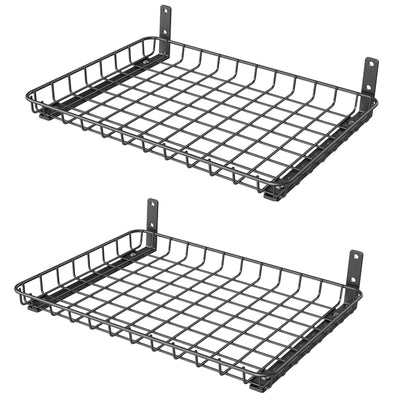 WALMANN Garage 12x18 inch Wall Shelf, Wall-Mounted Storage Shelves for Garage, Closet, Laundry Room, Heavy Duty Wall Shelving, Holds Up to 60 lbs(Pack of 2, Black)