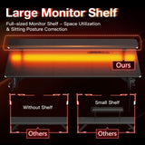 MOTPK Gaming Desk with LED Lights & Power Outlets, 47 Inch Computer Desk Gaming Table with Monitor Shelf, Gamer Desk with Carbon Fiber Texture, Kids Boys Desk Gift for Men MOTPK