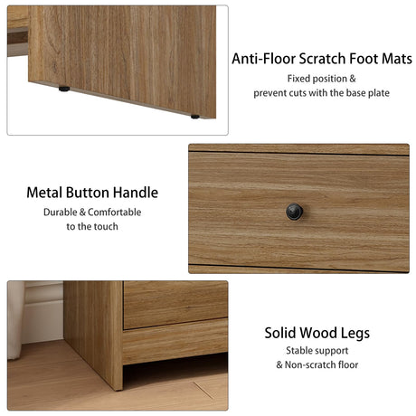 JOZZBY 55" Walnut Dresser for Bedroom, 7 Drawer Wood Large Dresser with Metal Knob, Modern Chests of Deep Drawers Organizer for Home Office, Hallway JOZZBY