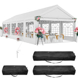 DWVO 16x32 ft Outdoor Heavy Duty Party Tent Wedding Event Shelters Upgraded Galvanized Canopy with Large White Roof, Removable Sidewalls & Storage Bags DWVO