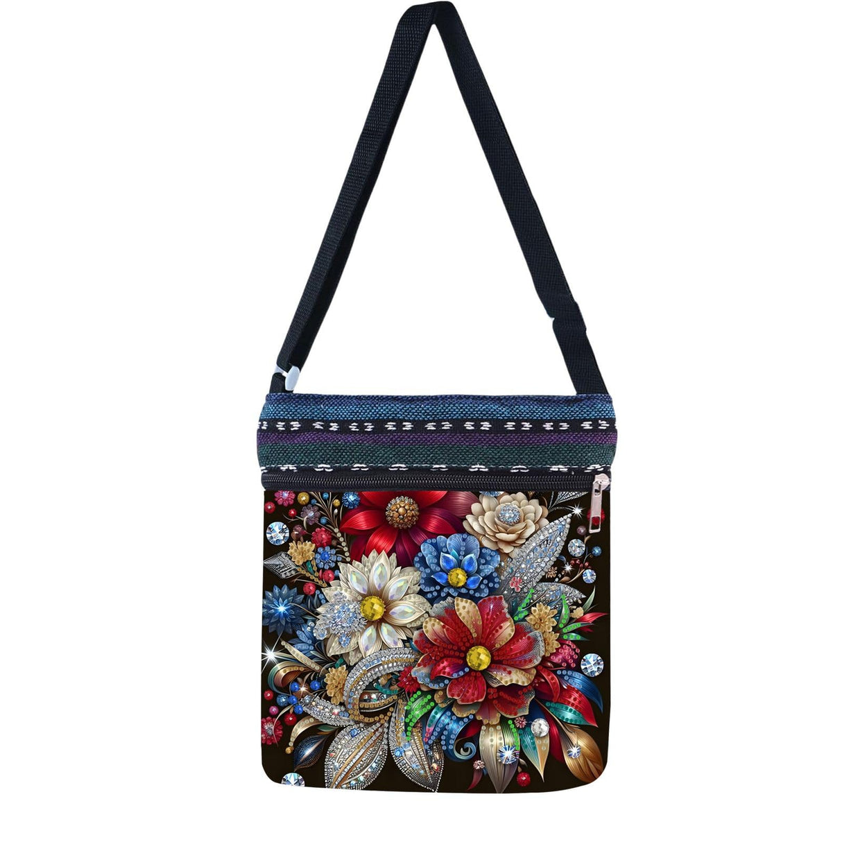 5D DIY Diamond Art Painting Crossbody Bag for Women, Shoulder Bag with Zipper Adjustable Shoulder Strap for Shopping-#10-Flower Generic