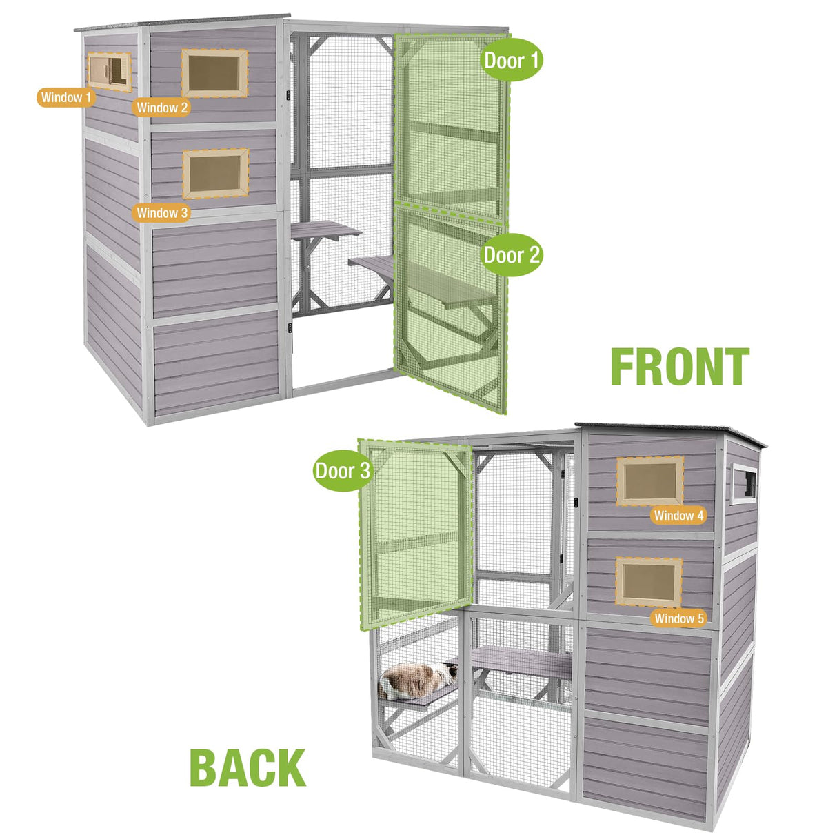 Large Cat Catio Kitty House wih 4 Tiers Cat House for Outdoor Cats Waterproof roof Cat Enclosures,77 Inch GUTINNEEN