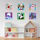 5D Diamond Painting Kits for Kids, Big Gem Diamond Arts Kits for Girls Boys，Alpaca Butterfly Easy Dot Painting Rhinestone Jewel Art，Panda Dog Whale Paint by Stickers for Kids 9-12 ages(6 PACK) DIYDECORFUN