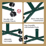 Christmas Tree Stand Base with Wheels Movable Fake Tree Holder for 6ft Artificial Plant Taxi no Tree Collar or Skirt (Green) Tree Nest