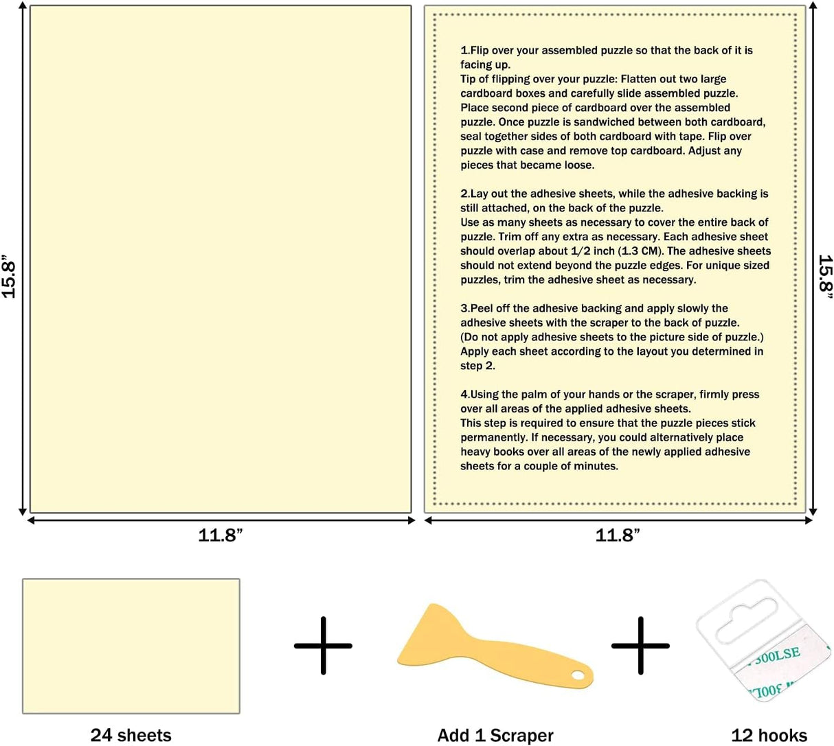 Preserve 6 X 1000 Jigsaw Puzzle Glue Sheets - 24 Peel and Stick Saver Sheets, No Stress & No Mess Backing Adhesive to Preserve Your Puzzle RECHIATO