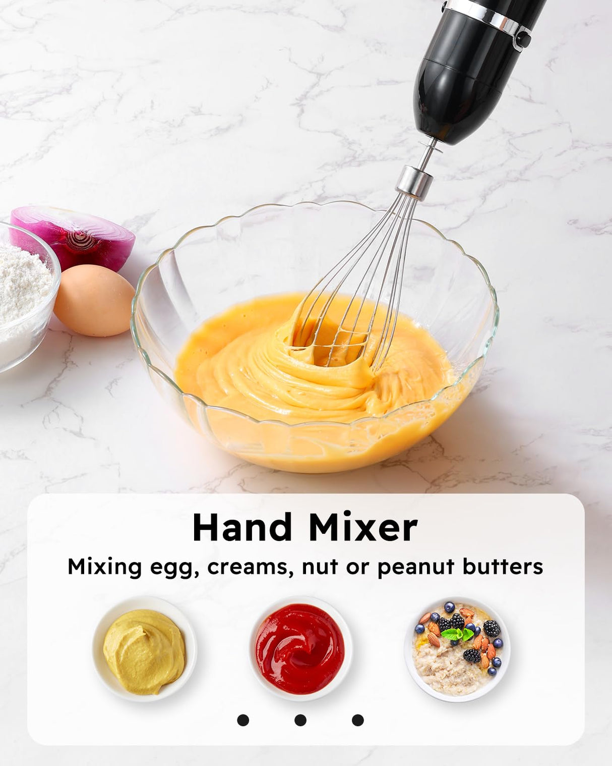 Sangcon Immersion Blender Handheld, 3-in-1 Hand Blender Electric, 400W Handheld Blender, Stainless Steel Blade Stick Blender with Whisk, Milk Frother Attachments - Black sangcon