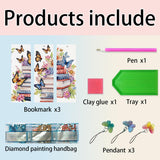 F-CANLAN 3 Pieces Acrylic Book Butterfly Diamond Painting Bookmark with Tassels, Flower Butterfly Diamond Art Book Marks, Crystal Rhinestones Diamond Painting Bookmark for Book Lover Beginner F-CANLAN