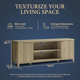 OAKHAM HOME Fluted TV Stands for Living Room, Heavy Duty Entertainment Center with Storage, Mid Century Modern Television Stands for 60/65/70/75 TV, Oxford Media TV Console (Large,Sunwashed Ash Oak) OAKHAM HOME