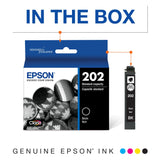 EPSON 202 Claria Ink Standard Capacity Black Cartridge (T202120-S) Works with WorkForce WF-2860, Expression XP-5100 Epson