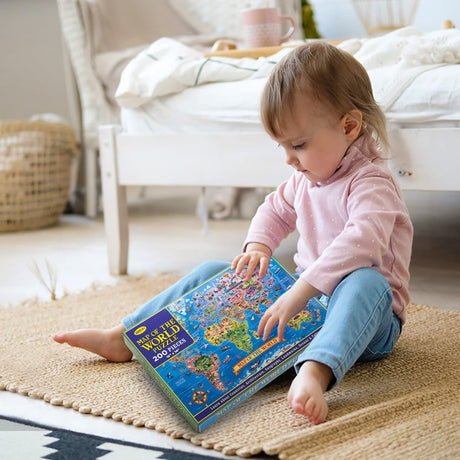 MOTYAWN 200 Pieces World Map Puzzle for Kids & Adults, World Map Jigsaw Puzzle Floor Puzzles Toddler Geography Educational Toys for Boys and Girls, Globe Atlas Puzzle Maps for Kids Learning Games MOTYAWN