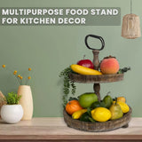 DECORIO Beautiful Farmhouse Slightly Distressed Two Tier Brown Wood Decorative Tray - Tiered Tray Stand - Two Tier Tray Tiered Tray Decor - Tiered Tray Large - 2 Tier Tray - Fall Decor 17" Large Round Decorio Decorate In Style