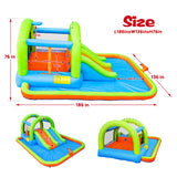 WELLFUNTIME Inflatable Water Park with Blower, and Bouncy House with Double Slide with Water Cannon and Basketball Ring WELLFUNTIME