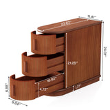 Tribesigns Solid Wood End Table, 3-Drawer Modern Sofa Side Table, Narrow Chair Side Table Slim Nightstand for Living Room, Bedroom, Finished Back, No Assembly Required, Walnut(Set of 2) Tribesigns