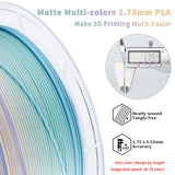 ZIRO PLA Filament 1.75mm, Matte Multicolor 3D Printer Filament, Color Gradient Change PLA, Fast Color Change by Length, Fit Most FDM Printers, Dimensional Accuracy +/-0.03mm,1KG Pastel Spectrum ZIRO