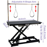 Afqxf Electric Lift Pet Grooming Table, Heavy Duty Professional X-Type Electric Lift Dog Grooming Table for Large Dogs, with Overhead Arm, Clamps and Two Grooming Noose, 50''/ Black Afqxf