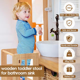 BueDeHai 4 in 1 Kitchen Toddler Step Stool, Wooden Kitchen Toddler Tower with Whiteboard and Safety Rail, Adjustable-Height Kids Learning Standing Tower for Kitchen Counter Bathroom Sink BueDeHai
