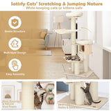 Tangkula Modern Cat Tree, Multi-Level Large Cat Tower w/Cat Condo, Hammocks & Hanging Basket, Tall Cat Tree w/Sisal Posts, Washable Cushions, Wood Cat Trees and Towers for Indoor Large Cats Tangkula