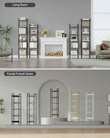 Hzuaneri Bookshelf, Book Shelf, Industrial Bookcase with 2 Hooks, Coner Shelf Storage Organizer for Home Office, Living Room, Bedroom, Kitchen, 5-Tier Rustic Brown BC10501B Hzuaneri