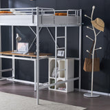 VINGLI Loft Bed Full Size with Flat Rungs for Adults, Kids and Young Teens, No Box Spring Required,Heavy Duty Metal Slat Support,White VINGLI