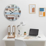 Eruner 24 Inch Blue Woodgrain Shiplap Wall Clocks for Living Room Decor, Large Farmhouse Wall Clock,Coastal Beach Nautical Style,House Warming Gifts New Home Eruner