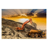Excavator Loading Dumper Trucks at Sunset 1000 Piece Wooden Jigsaw Puzzle DIY Children Educational Puzzles Adult Decompression Gift Creative Games Toys Puzzles Home Decor Victoria Kay