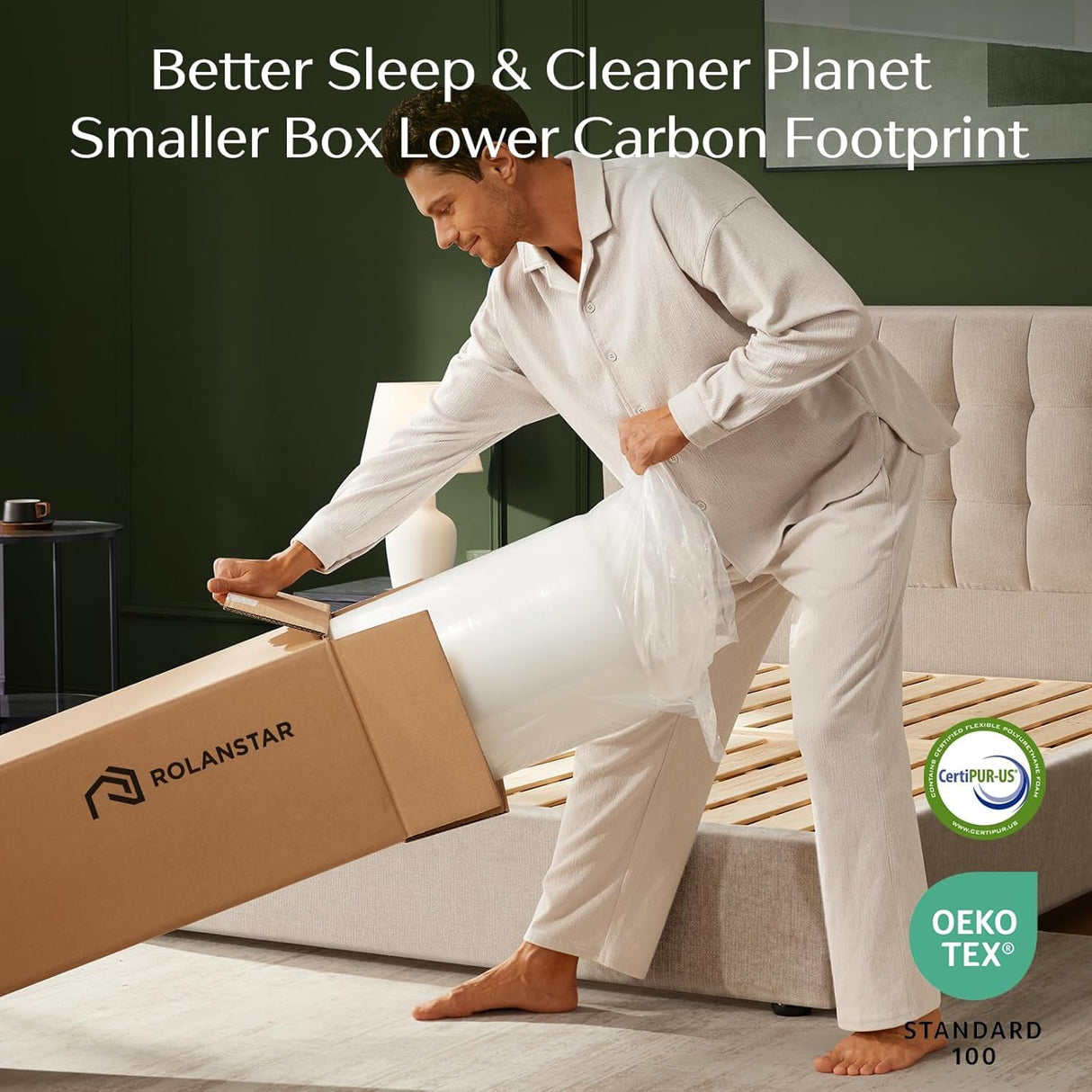 Rolanstar King Size Mattress, 8 Inch Gel Memory Foam Mattress in a Box, Fiberglass Free, Breathable for Cooler Sleep Supportive & Pressure Relief, CertiPUR-US Certified, White Rolanstar