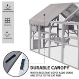 Endark Extra Large 110" Catio Outdoor Cat House Enclosure with Waterproof Cover, Multiple Platforms, Bridges, and Scratching Ramps for Safe and Fun Outdoor Exploration White Grey Endark