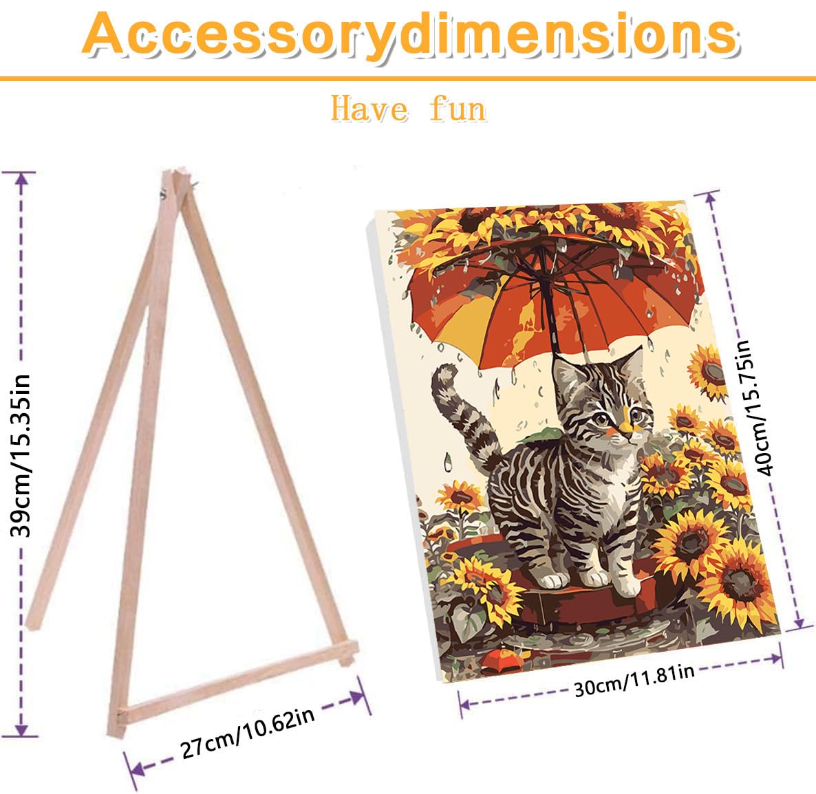 Meothan Framed Paint by Numbers Kits for Adults, Cat Paint by Numbers for Adults Beginners, Sunflower Paint by Numbers Kits on Canvas with Framed for Home Wall Decor 12x16inch (with Easel) Meothan