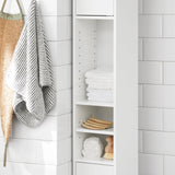 Haotian Bathroom Tall Cabinet with 1 Drawer, 2 Doors and Adjustable Shelves, Slender Extra Storage Cabinet, Anti-Tipping Floor Tall Cabinet Cupboard, White BZR34-W, 7.9"D x 7.9"W x 70.9"H SoBuy