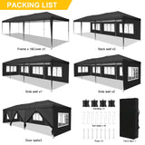COBIZI 10x30 Pop Up Canopy Tent with 8 Sidewalls Tents for Parties Waterproof Camping Canopy Ez Up Party Tent Outdoor Portable Gazebo for Backyard Commercial Event Tent with sandbags, Black COBIZI