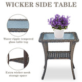 Belord Patio Wicker Chairs Swivel Rocker - Outdoor Swivel Rocking Chairs Set of 2 with Rattan Side Table, Patio Swivel Glider Chair 3 Piece Patio Furniture Sets for Patio Porch Pool Brown/Blue Belord