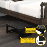 Step Stools for Adults Kids, Sturdy Wooden Stepping Stools with 450LB Capacity, Anti-Slip Bed Steps Stool for High Beds, Foot Stool One Step Stool for Kitchen Bathroom Bedroom, Black STAFOPO